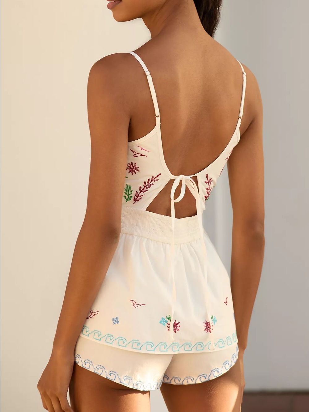 NWT: Anthropologie Embroidered Low-back Romper - Picture 3 of 5
